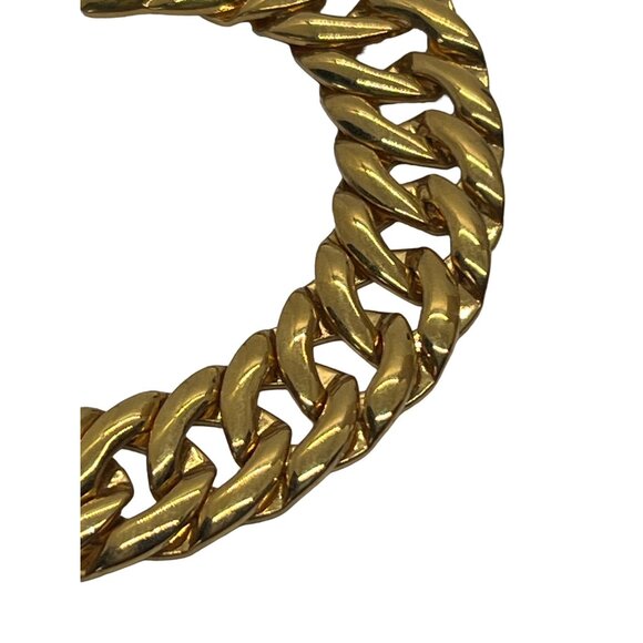 Vintage Napier Cuban Chain Link Bracelet Fold Over Clasp Gold Tone 7" - Picture 2 of 5